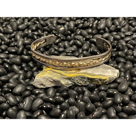 Sterling Silver HARRY’S Sterling & 14k Gold Filled Twisted Braided Cuff Bracelet - Picture 4 of 9